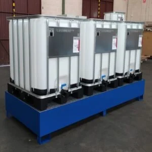 Cubeta acero pintado 3 depositos en linea. Capacidad 1200L