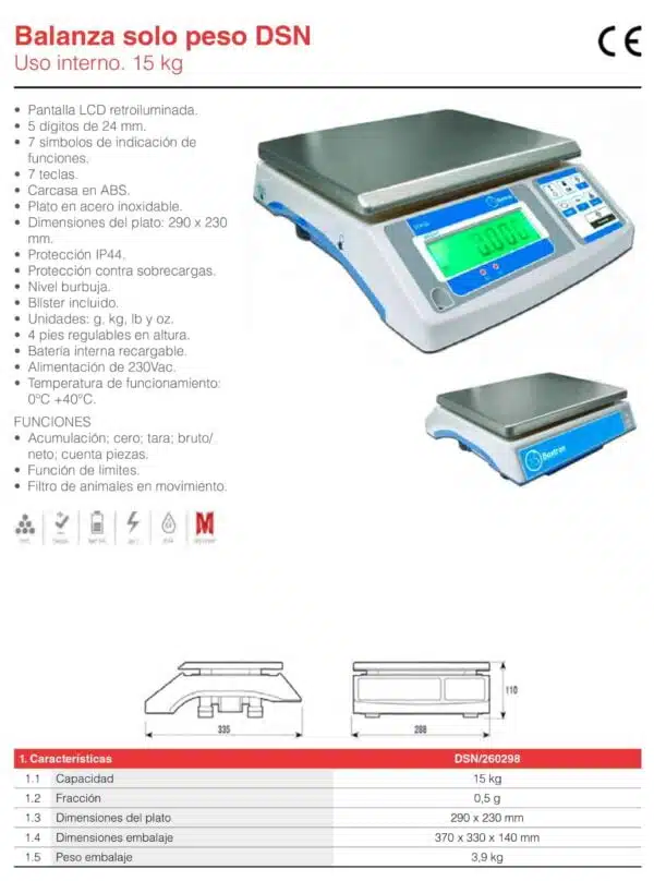 Balanza solo peso 15Kg DSN - Imagen 3