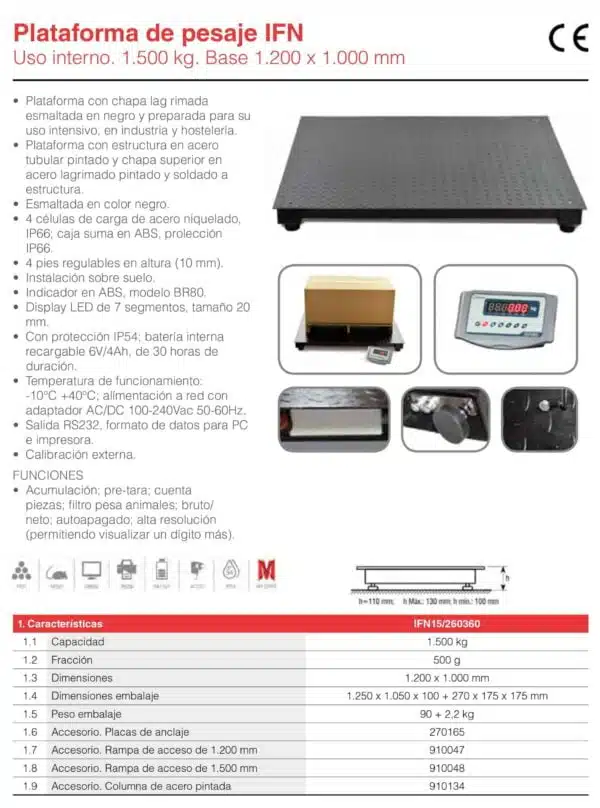 Plataforma 1500Kg Base 1200X1000mm - Imagen 3